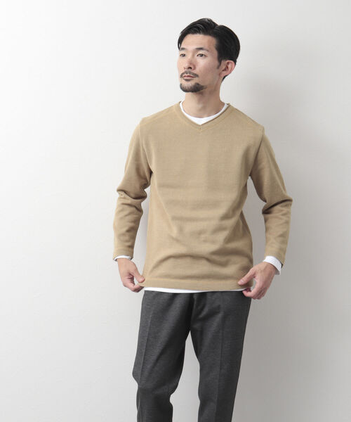NOLLEY'S goodman(ノーリーズグッドマン)の「長袖Tシャツ付き ウォームプレーティング Vネックプルオーバーニット(ニット/セーター・メンズ・キャメル/サーモンピンク/グレー/ネイビー・XL/L/S/M)」の10枚目の写真