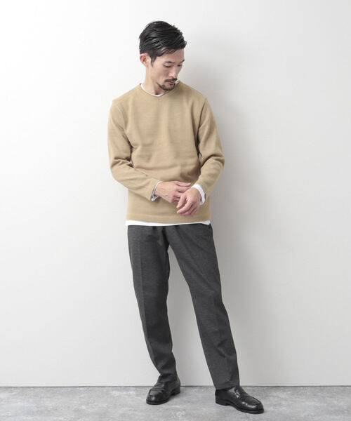 NOLLEY'S goodman(ノーリーズグッドマン)の「長袖Tシャツ付き ウォームプレーティング Vネックプルオーバーニット(ニット/セーター・メンズ・キャメル/サーモンピンク/グレー/ネイビー・XL/L/S/M)」の11枚目の写真