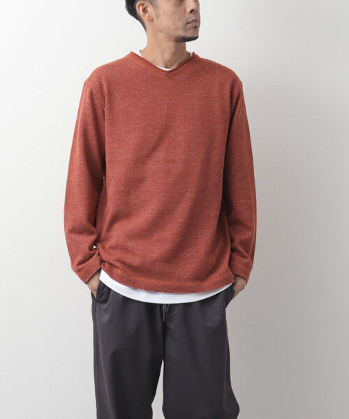 NOLLEY'S goodman(ノーリーズグッドマン)の「長袖Tシャツ付き ウォームプレーティング Vネックプルオーバーニット(ニット/セーター・メンズ・キャメル/サーモンピンク/グレー/ネイビー・XL/L/S/M)」の12枚目の写真