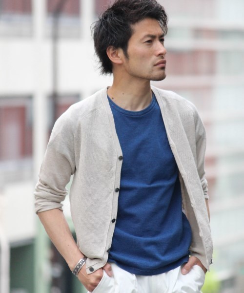 JOURNAL STANDARD（ジャーナルスタンダード）の「ウォッシャブルリネンカーディガン #（カーディガン/ボレロ・メンズ・ホワイト/ブラック/ベージュ/ネイビー・LARGE/MEDIUM）」の3枚目の写真