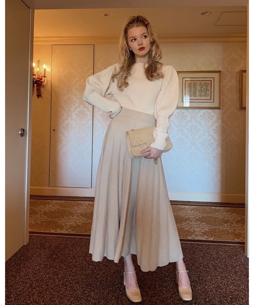 epine（エピヌ）の「volume knit long skirt（スカート・レディース・ホワイト/ベージュ/ブラック・S/M）」の8枚目の写真