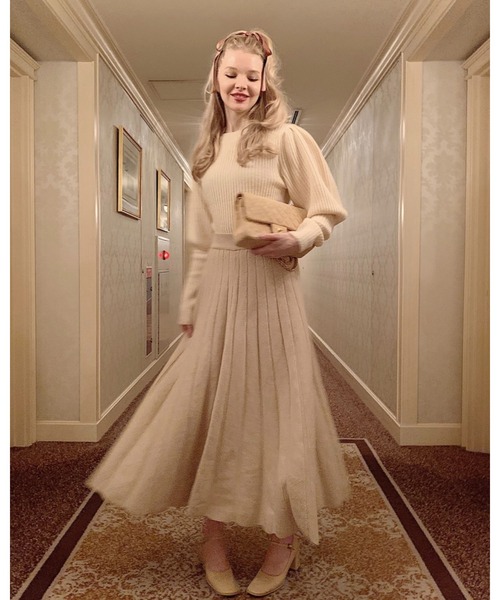 epine（エピヌ）の「volume knit long skirt（スカート・レディース・ホワイト/ベージュ/ブラック・S/M）」の5枚目の写真