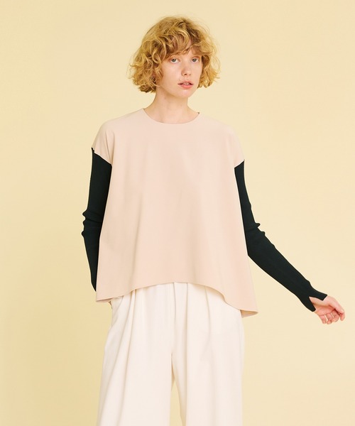 LANVIN en Bleu(ランバンオンブルー)の「ニットコンビ2wayフレアブラウス(シャツ/ブラウス・レディース・ブラック/ベージュ/ネイビー・38)」の1枚目の写真