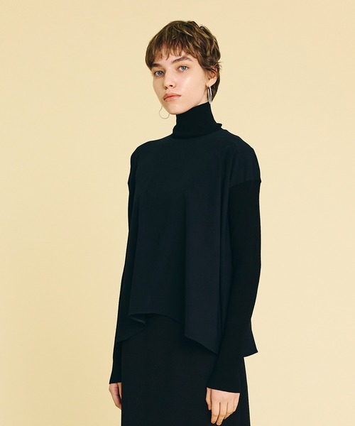 LANVIN en Bleu(ランバンオンブルー)の「ニットコンビ2wayフレアブラウス(シャツ/ブラウス・レディース・ブラック/ベージュ/ネイビー・38)」の3枚目の写真