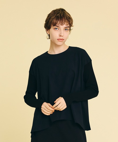 LANVIN en Bleu(ランバンオンブルー)の「ニットコンビ2wayフレアブラウス(シャツ/ブラウス・レディース・ブラック/ベージュ/ネイビー・38)」の4枚目の写真