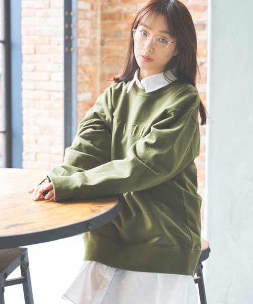 N WITH.（エヌウィズ）の「刺繍クルーネックスエット（スウェット・レディース・ブラック/カーキ/アイボリー・F）」の3枚目の写真