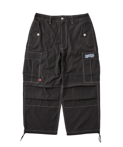 WHO'S WHO gallery(フーズフーギャラリー)の「【KOOKY'N/クーキー】BRONXステッチパラシュートワイドパンツ(カーゴパンツ・メンズ・チャコールグレー/ブラック/ネイビー/カーキ・FREE)」の3枚目の写真