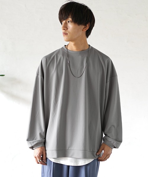 MinoriTY(マイノリティ)の「【MinoriTY】とろみ素材スウェット トレーナー 秋服(Tシャツ/カットソー・メンズ・グレー/ブラック/ベージュ/ブルーグレー/ワイン・M/L)」の1枚目の写真