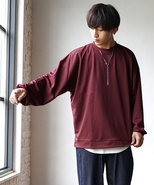 MinoriTY(マイノリティ)の「【MinoriTY】とろみ素材スウェット トレーナー 秋服(Tシャツ/カットソー・メンズ・グレー/ブラック/ベージュ/ブルーグレー/ワイン・M/L)」の5枚目の写真