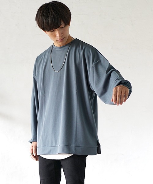 MinoriTY(マイノリティ)の「【MinoriTY】とろみ素材スウェット トレーナー 秋服(Tシャツ/カットソー・メンズ・グレー/ブラック/ベージュ/ブルーグレー/ワイン・M/L)」の3枚目の写真