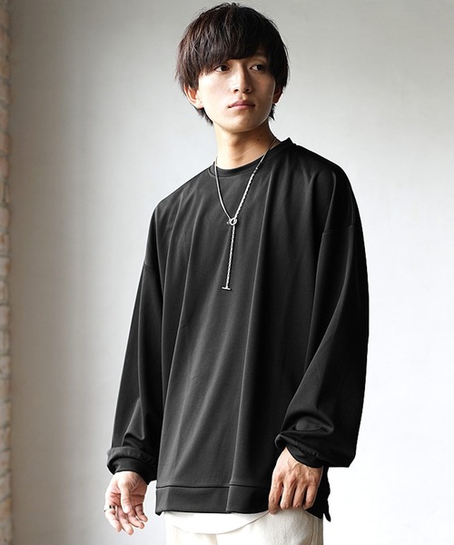 MinoriTY(マイノリティ)の「【MinoriTY】とろみ素材スウェット トレーナー 秋服(Tシャツ/カットソー・メンズ・グレー/ブラック/ベージュ/ブルーグレー/ワイン・M/L)」の2枚目の写真