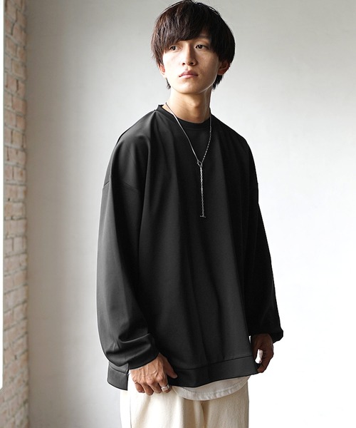 MinoriTY(マイノリティ)の「【MinoriTY】とろみ素材スウェット トレーナー 秋服(Tシャツ/カットソー・メンズ・グレー/ブラック/ベージュ/ブルーグレー/ワイン・M/L)」の12枚目の写真