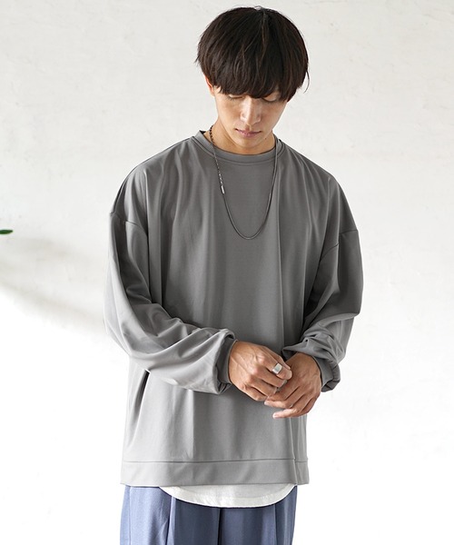 MinoriTY(マイノリティ)の「【MinoriTY】とろみ素材スウェット トレーナー 秋服(Tシャツ/カットソー・メンズ・グレー/ブラック/ベージュ/ブルーグレー/ワイン・M/L)」の9枚目の写真
