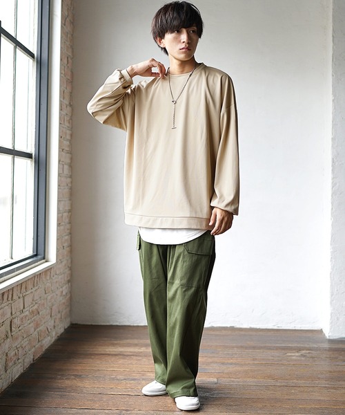 MinoriTY(マイノリティ)の「【MinoriTY】とろみ素材スウェット トレーナー 秋服(Tシャツ/カットソー・メンズ・グレー/ブラック/ベージュ/ブルーグレー/ワイン・M/L)」の10枚目の写真
