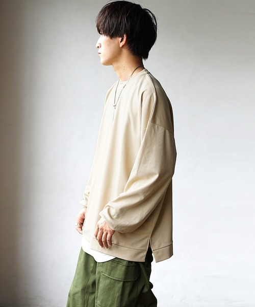 MinoriTY(マイノリティ)の「【MinoriTY】とろみ素材スウェット トレーナー 秋服(Tシャツ/カットソー・メンズ・グレー/ブラック/ベージュ/ブルーグレー/ワイン・M/L)」の7枚目の写真