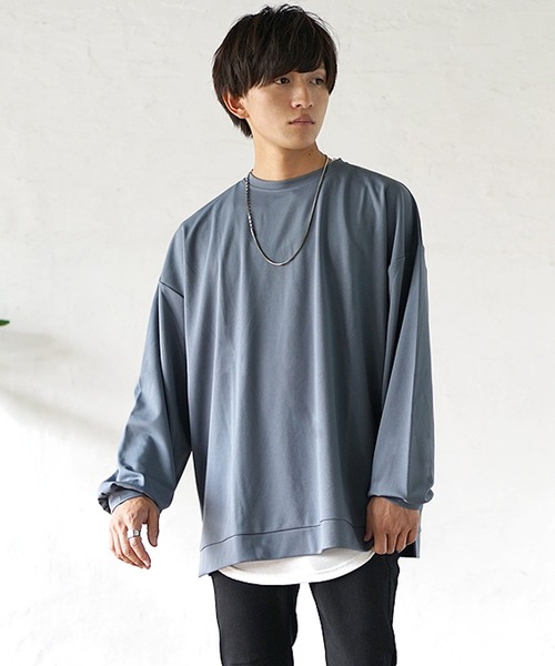 MinoriTY(マイノリティ)の「【MinoriTY】とろみ素材スウェット トレーナー 秋服(Tシャツ/カットソー・メンズ・グレー/ブラック/ベージュ/ブルーグレー/ワイン・M/L)」の13枚目の写真
