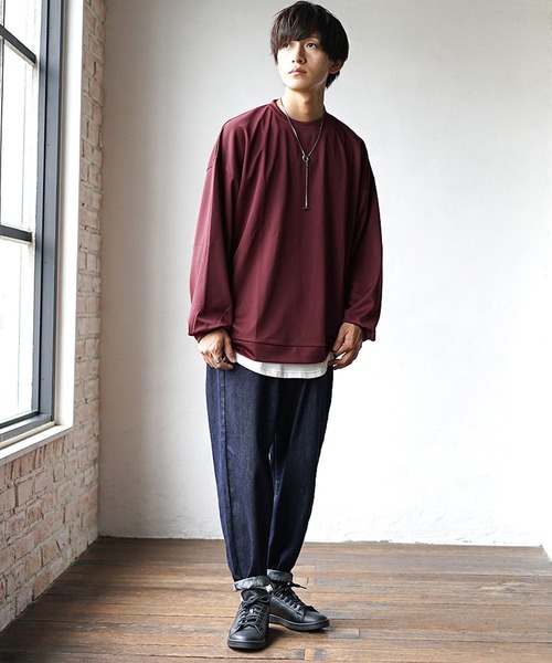 MinoriTY(マイノリティ)の「【MinoriTY】とろみ素材スウェット トレーナー 秋服(Tシャツ/カットソー・メンズ・グレー/ブラック/ベージュ/ブルーグレー/ワイン・M/L)」の18枚目の写真