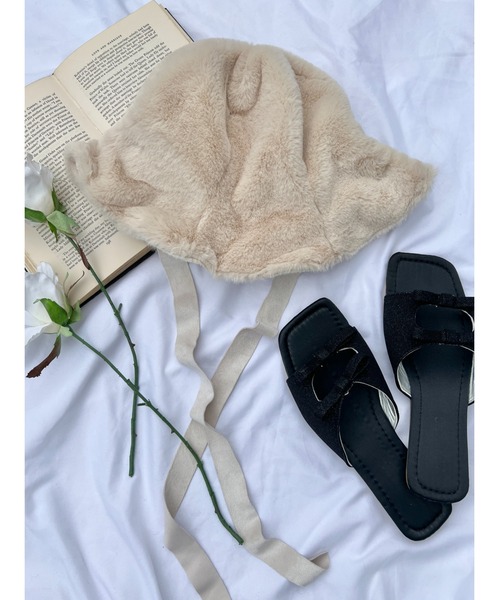 WC（ダブル シー）の「フェイクファーストラップハット（ハット・レディース・ブラウン/ブラック/アイボリー・FREE）」の2枚目の写真