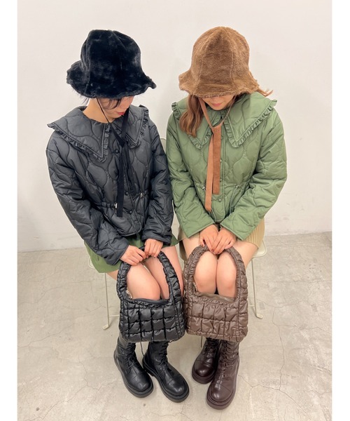 WC（ダブル シー）の「フェイクファーストラップハット（ハット・レディース・ブラウン/ブラック/アイボリー・FREE）」の8枚目の写真