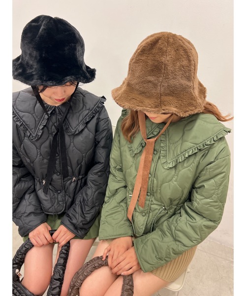 WC（ダブル シー）の「フェイクファーストラップハット（ハット・レディース・ブラウン/ブラック/アイボリー・FREE）」の9枚目の写真