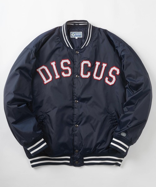 DISCUS(ディスカス)の「【DISCUS/ディスカス】ブランドロゴワッペン ナイロン 中綿スタジャン/リブライン アップリケ ブルゾン/ ビッグシルエット(スタジャン・メンズ・グリーン/ネイビー/ブラック/ブラウン・XL/M/L)」の4枚目の写真