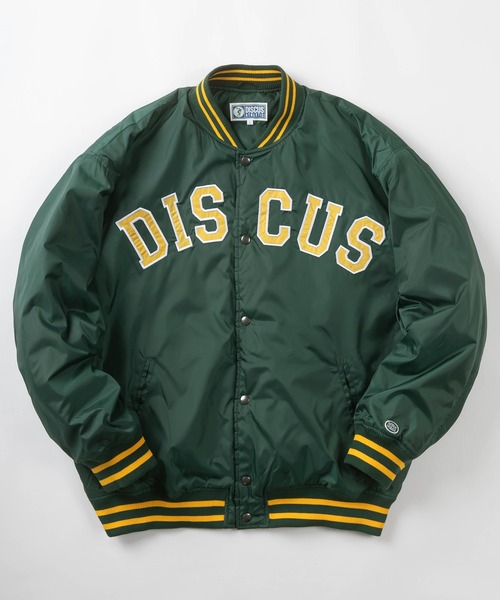 DISCUS(ディスカス)の「【DISCUS/ディスカス】ブランドロゴワッペン ナイロン 中綿スタジャン/リブライン アップリケ ブルゾン/ ビッグシルエット(スタジャン・メンズ・グリーン/ネイビー/ブラック/ブラウン・XL/M/L)」の3枚目の写真