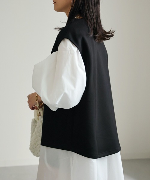 ap retro(アプレトロ)の「ダンボール深Vネックオーバーベスト(ベスト・レディース・アイボリー/ブラック/グレー・FREE)」の22枚目の写真