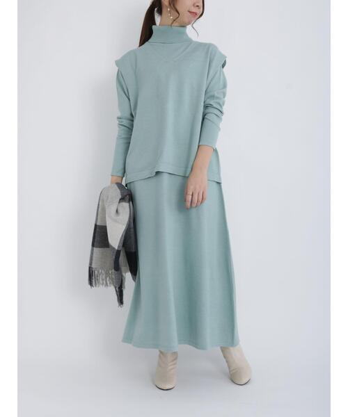 Te chichi（テチチ）の「ニットベスト×タートルネックワンピースセット（ワンピース・レディース・オフホワイト/ネイビー/ミント・ﾌﾘ-）」の15枚目の写真