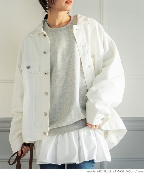 セール】ビッグシルエットカツラギジャケット（デニムジャケット