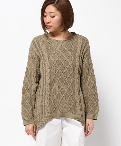 OUTLET（アウトレット）の「【WHO'S WHO gallery】TBfisherwoman（ニット/セーター・レディース・カーキ/レッド/アイボリー・FREE）」の4枚目の写真