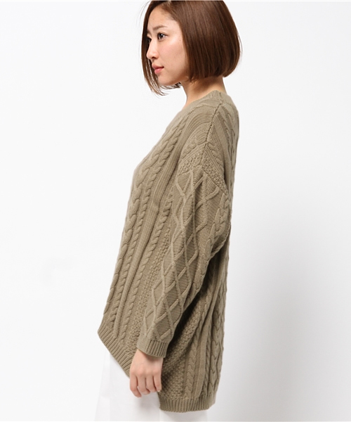 OUTLET（アウトレット）の「【WHO'S WHO gallery】TBfisherwoman（ニット/セーター・レディース・カーキ/レッド/アイボリー・FREE）」の5枚目の写真