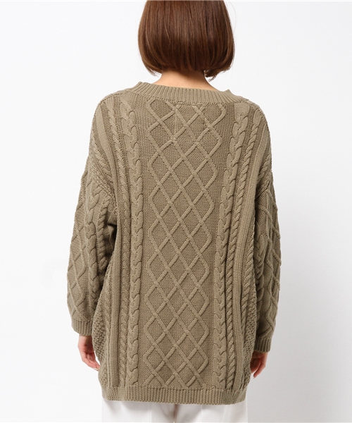 OUTLET（アウトレット）の「【WHO'S WHO gallery】TBfisherwoman（ニット/セーター・レディース・カーキ/レッド/アイボリー・FREE）」の6枚目の写真