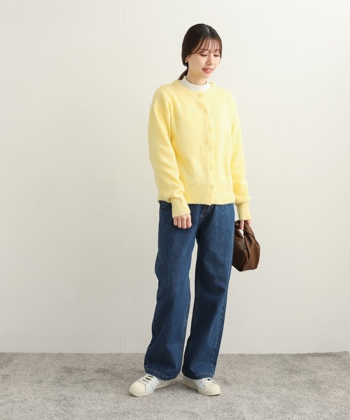 「URBAN RESEARCH DOORS」 ニットカーディガン MEDIUM イエロー レディース セール】畦編ファンシーカラーカーディガン（カーディガン