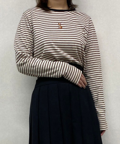 179/WG(イチナナキュウダブルジー)の「キツネ刺繍リンガーロンTEE(Tシャツ/カットソー・レディース・グリーン/ナチュラル/ブラック/ブルー/オフホワイト・FREE)」の4枚目の写真