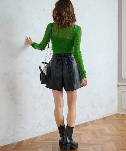 FREE'S MART（フリーズマート）の「◇合皮ハイウエストショートパンツ（その他パンツ・レディース・ブラック・MEDIUM/SMALL）」の8枚目の写真