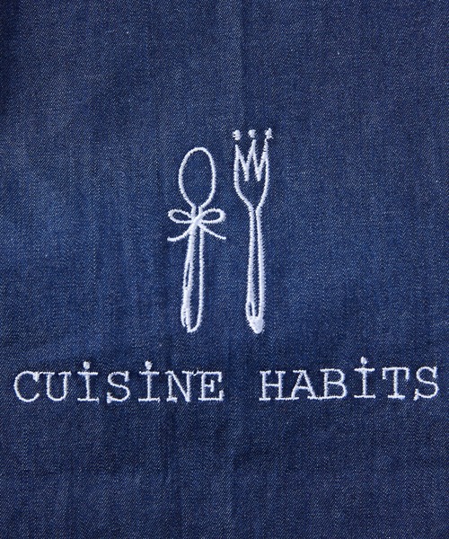 CUISINE HABITS（クイジーヌハビッツ）の「デニムライクエプロン（エプロン・レディース・ブルー・フリー）」の2枚目の写真