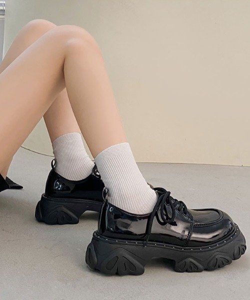 SVEC（シュベック）の「チャンキーソール レースアップ オックスフォードシューズ（ドレスシューズ・レディース・ブラック/ブラック系その他・36/37/35/38/39）」の22枚目の写真