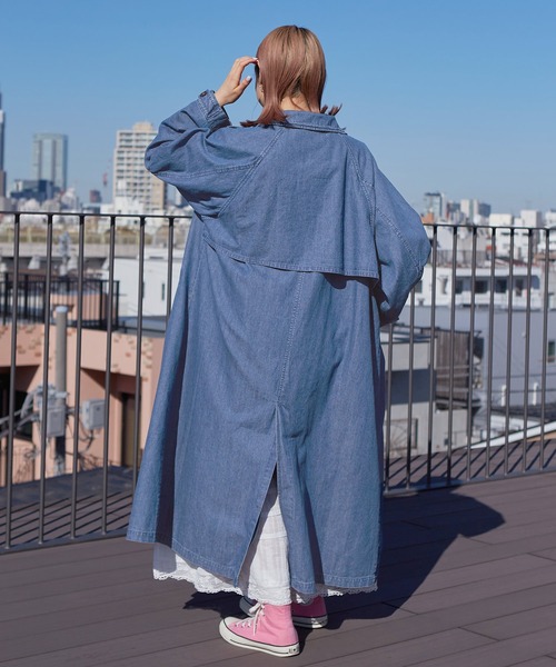 最終価格です☆新品未使用☆oblekt☆デニムステンカラーコート☆ブルー w closet（ダブルクローゼット）の「オーバーサイズデニムコート