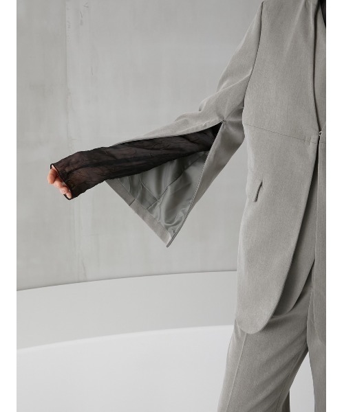 LA PEAU DE GEM（ラポドゥジェム）の「【LA PEAU DE GEM】レイヤードノーカラージャケット（ノーカラージャケット・レディース・グレー/ブラック・36/38）」の22枚目の写真