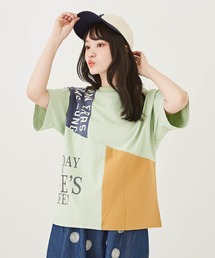 CUBE SUGAR（キューブシュガー）の「パウダー加工切替クルーネックTシャツ（Tシャツ/カットソー）」