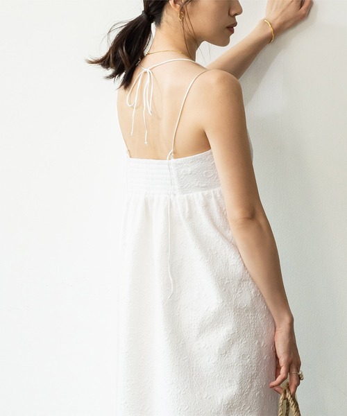 UR'S（ユアーズ）の「ふくれｼﾞｬｶﾞｰﾄﾞﾎﾙﾀｰｷｬﾐﾜﾝﾋﾟｰｽ（ワンピース・レディース・ホワイト/ブラック・S/M/L）」の7枚目の写真