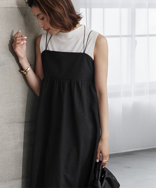 UR'S（ユアーズ）の「ふくれｼﾞｬｶﾞｰﾄﾞﾎﾙﾀｰｷｬﾐﾜﾝﾋﾟｰｽ（ワンピース・レディース・ホワイト/ブラック・S/M/L）」の10枚目の写真