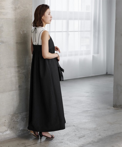 UR'S（ユアーズ）の「ふくれｼﾞｬｶﾞｰﾄﾞﾎﾙﾀｰｷｬﾐﾜﾝﾋﾟｰｽ（ワンピース・レディース・ホワイト/ブラック・S/M/L）」の11枚目の写真