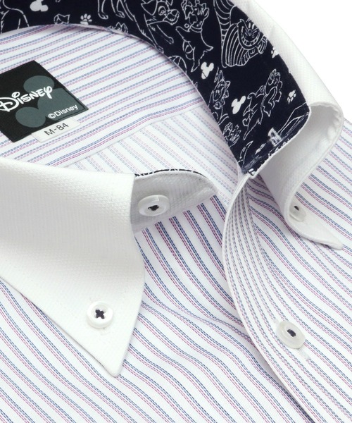 Disney（ディズニー）の「【Disney ディズニー】形態安定ノーアイロン クレリックボタンダウン 長袖ビジネスワイシャツ（ビジネスシャツ・メンズ・ライトパープル・首回り37cm-裄丈80cm/首回り39cm-裄丈80cm/首回り39cm-裄丈84cm/首回り41cm-裄丈82cm/首回り41cm-裄丈86cm/首回り42cm-裄丈82cm/首回り42cm-裄丈86cm/首回り43cm-裄丈82cm/首回り43cm-裄丈86cm/首回り37cm-裄丈84cm）」の2枚目の写真