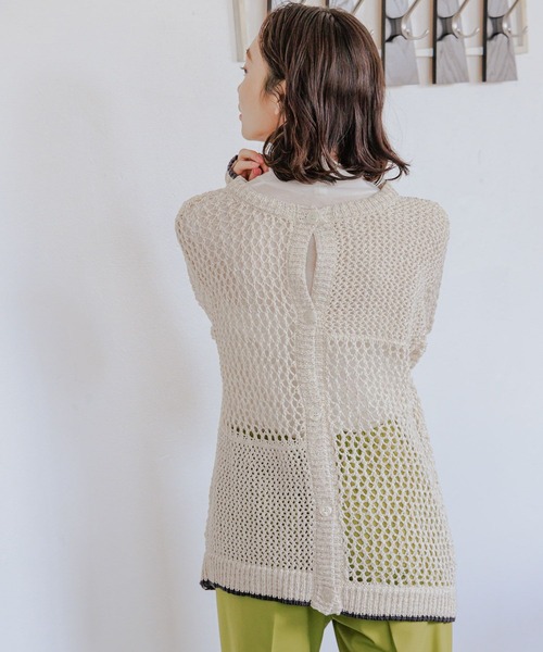 niko and...（ニコアンド）の「2WAYミックスメッシュプルオーバー&カーディガン（ニット/セーター・レディース・ピンク/ブルー/アイボリー・FREE）」の6枚目の写真