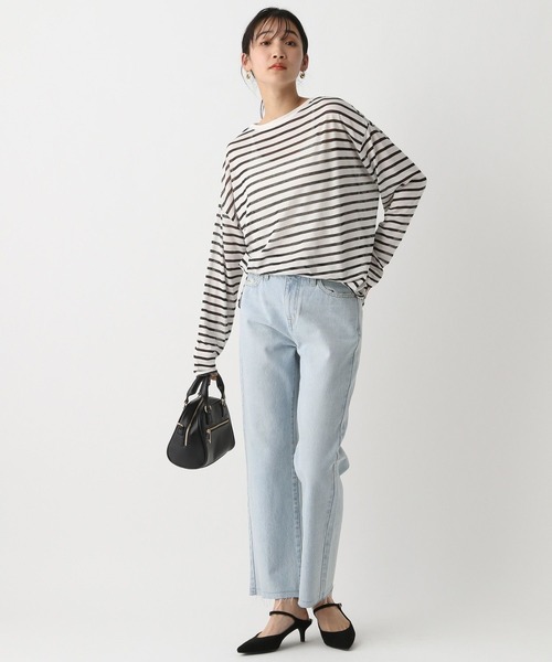 A part by（アパートバイ）の「シアーボーダーロンTEE（Tシャツ/カットソー・レディース・ライトパープル/カーキ/ブラック・FREE）」の10枚目の写真