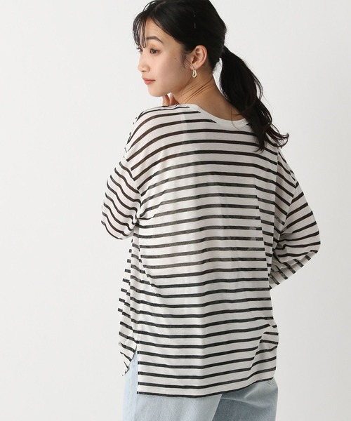 A part by（アパートバイ）の「シアーボーダーロンTEE（Tシャツ/カットソー・レディース・ライトパープル/カーキ/ブラック・FREE）」の4枚目の写真