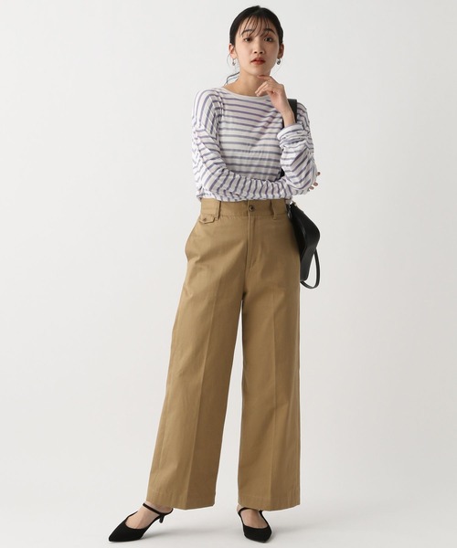 A part by（アパートバイ）の「シアーボーダーロンTEE（Tシャツ/カットソー・レディース・ライトパープル/カーキ/ブラック・FREE）」の19枚目の写真