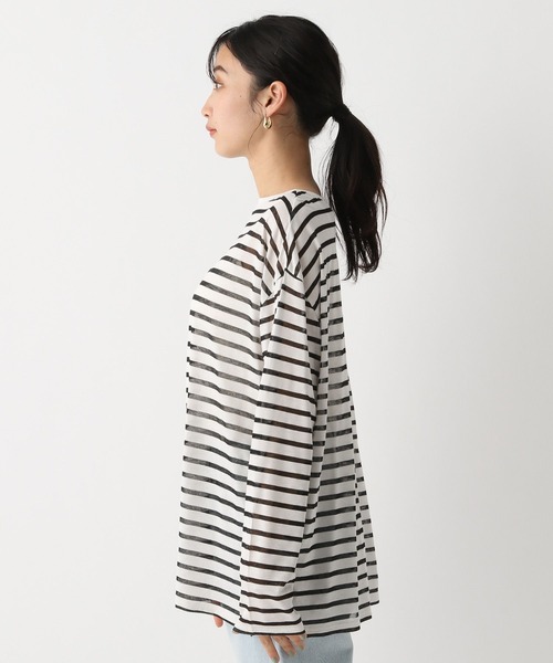 A part by（アパートバイ）の「シアーボーダーロンTEE（Tシャツ/カットソー・レディース・ライトパープル/カーキ/ブラック・FREE）」の5枚目の写真