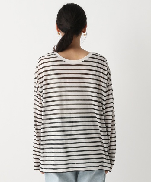 A part by（アパートバイ）の「シアーボーダーロンTEE（Tシャツ/カットソー・レディース・ライトパープル/カーキ/ブラック・FREE）」の16枚目の写真